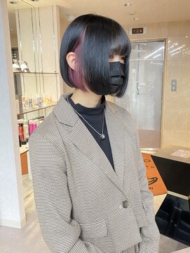 ソワンドブレスセルン 心斎橋(soin de brace cerne) 前下がりボブ×インナーカラーピンク◎