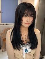 サンド 鹿児島中央(sand)&nbsp;黒髪/グレーベージュ/レイヤーロング/前髪パーマ[鹿児島駅]