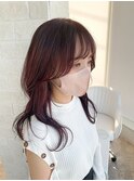 韓国風顔まわりカット くびれヘア ピンクブラウン