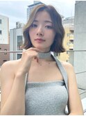 20代30代40代 韓国風×ウェーブボブ×オリーブベージュ/銀座