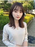 くびレイヤー前髪ありイメチェンアンブレラカラーこなれミディ