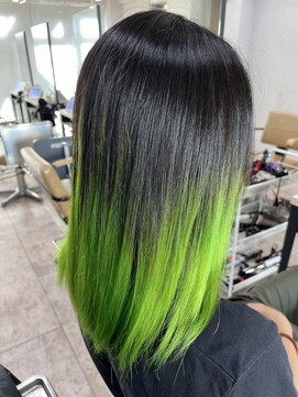 アジールヘア 所沢プロペ通り店(agir hair) ライトグリーングラデーション小顔ワンレンケアブリーチ所沢韓国
