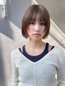 ホネン(honen) 顔回りレイヤーマロンベージュくすみベージュ髪質改善韓国ウルフ