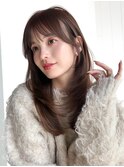 ロング前髪カット韓国ヘア顔周りレイヤー_F51246
