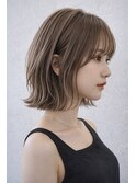 外はねボブ/切りっぱなしボブ/ミルクティーベージュ