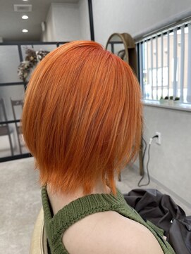 イツキ ヘアーデザイン(ITSUKI hair design) 外ハネミディ/寒色オレンジ