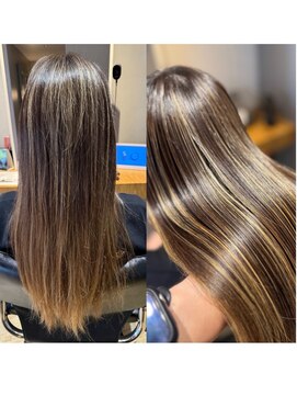 ナチュラル ヘアーデザイニング(Natural hair designing) 【Before / after】コントラストハイライト/プレミアム髪質改善