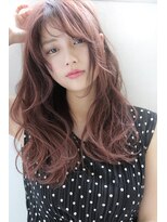 ブラン 梅田(Blanc)&nbsp;【Blanc/梅田】ニュアンスウェーブ＿ピンクアッシュ＿ロング