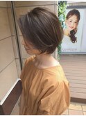 30代・40代ひし形前髪長めショートボブ/マロンベージュ