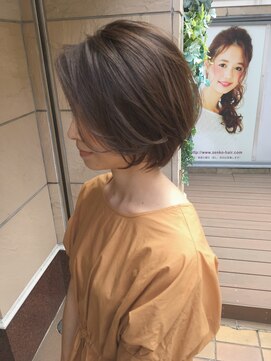 ゼンコー キチジョウジ シェール(ZENKO KICHIJOJI chere) 30代・40代ひし形前髪長めショートボブ/マロンベージュ