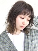 バレイヤージュ・ハイライト・カーキグレージュ・ミディアム