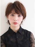 30代40代大人可愛い小顔センシュアルショートサイド黒髪ベージュ