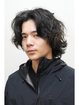 カーウォッシュバーバー(CARWASH BARBER) センターパートウルフベースカルマパーマアッシュブラック0304