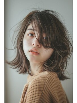 ラナ 新宿(lana) こなれミディアム/シースルーバング/顔まわり【lana hair 新宿】
