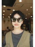 ミニボブパーマ大きめ前髪無しハンサムショート