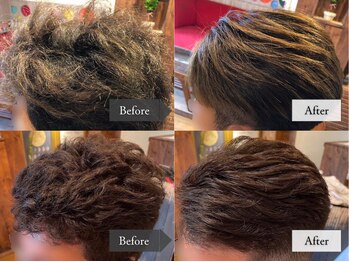 ヘアーワークス エスケープの写真/メンズ縮毛矯正ならお任せ！丁寧なカウンセリングで髪のクセや骨格を見極め、自然な形の仕上がりに◎