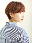切りっぱなしショート・ボブ/絶壁解消/前髪なし/40代/30代/丸顔