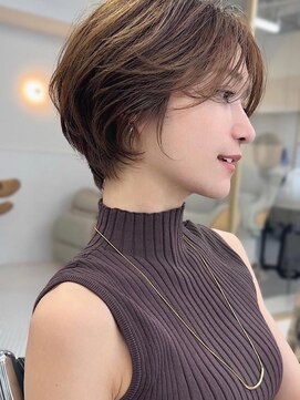 アイドットプラス 表参道(i.+omotesando) 大人丸みショートボブ/パーマウェーブ/前髪ハンサムマッシュ