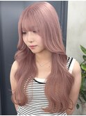 ピンクベージュダブルカラーピンクハイトーン韓国レイヤー