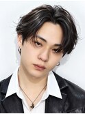 韓国メンズヘアコンマバング韓国マッシュセンターパートフェザー