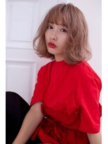 ガジャヘアー(gaja hair)&nbsp;無造作ミディアムカール◇ミルクティーベージュカラー