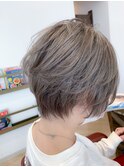ハイトーンショート/グレージュ/ブリーチ/宇都宮美容室/鶴田