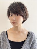 大人女性 ショートボブ 耳かけ 似合わせ 小顔 ヘアカラー カット