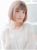 金髪ハイトーンカラー韓国風切りっぱなしボブc6上尾10代20代30代