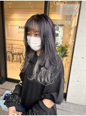 レイヤーカット　インナーカラー　ホワイトシルバー