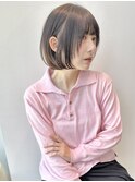 大人かわいい黒髪ミニボブ髪質改善カラー