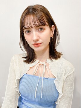 レア 表参道(L'ea) くびれヘアアプリコットオレンジ夏ヘアハイライトカラー