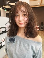 ケーツー あべのキューズモ-ル店(K-two) ミディアムパーマ*ミディアムヘア*ベージュカラー*顔周りカット