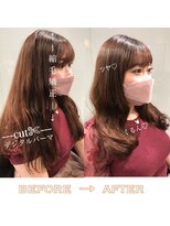 ラブクロムトーキョー オモテサンドウ(LOVECHROME OMOTESANDO)&nbsp;ショコラベージュメルティカラー縮毛矯正ストカールベビーバング