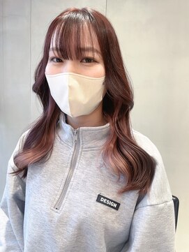 ヘアサロンガリカアオヤマ(hair salon Gallica aoyama) 【田中杏実】艶感ブラウン×透明感ピンク/顔周りレイヤーロング