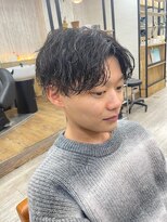 ハイライトマッシュパーマイメチェン黒髪メンズカット渋谷