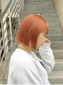 乾かすだけでキマる髪/馴染むハイトーンオレンジカラーボブ