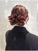 ヘアセット 結婚式ヘア お呼ばれヘア ツインヘア お団子 原宿