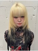 14816ブリーチ＆ダブルカラーニュアンス金髪ホワイトブロンド