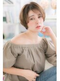 シンプルかわいい◎斜めバングエアリーボブ