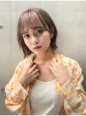 シアベージュ 切りっぱなしボブ・前髪