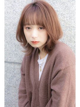 アジールヘア 所沢プロペ通り店(agir hair) ミディアムウルフ、、透明感を添えて、、Aラインボブ