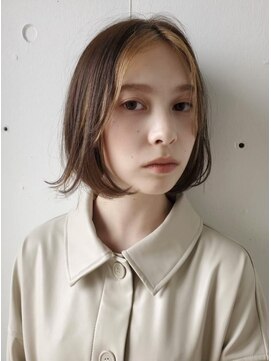 マカロニコースト(macaroni coast) フェイスフレーミング　ボブ　ぱっつんボブ　透明感カラー