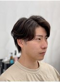 ワンカールパーマ×センターパート