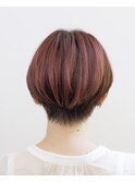 マッシュショート#レッド#ベージュ#ケアブリーチ#ダブルカラー