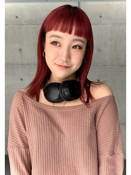 レコ 渋谷(LECO) オン眉ストレートレイヤーカットデザインカラー