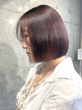 フルブルーム 東林間(fullbloom) タッセルボブインナーカラーコーラルピンクケアブリーチ