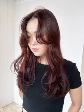 アイティーバイアルバム 藤沢店(IT by ALBUM) ピンクヘアー秋色透明感カラーウルフレイヤーロング_ba534241