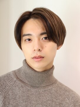 ネイビー(NAVY) ローライト ナチュラルセンターパート ミルクティーカラー