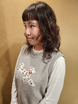 イニ(ini) 須藤 )) パーマ×ストレートバング