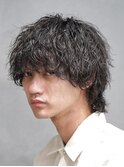 渋谷メンズミディアムパーママッシュウルフカットシャドウパーマ